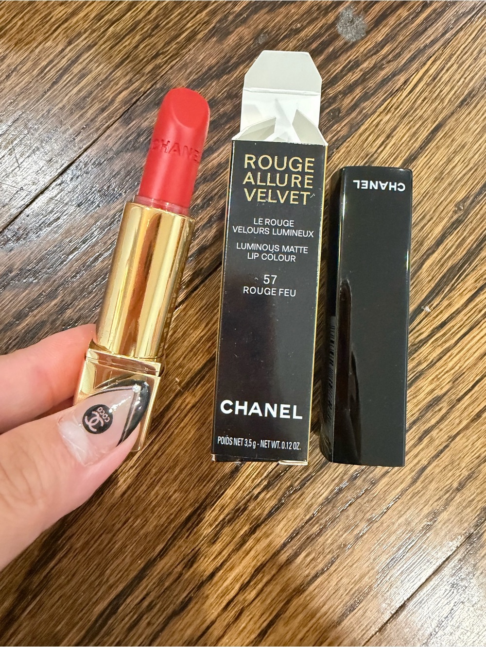 CHANEL Rouge Allure Velvet 57 Rouge Feu Luminous Matte Lipstick 3.5g New